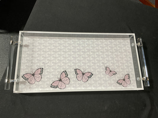 8 X 16 Tray With Design and Acrylic Handles