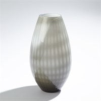 Cased Glass Grid Vase-Grey-Lg