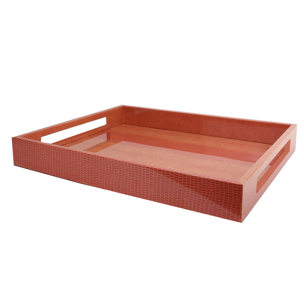 Orange Croc Medium Lacquer Tray 16x14