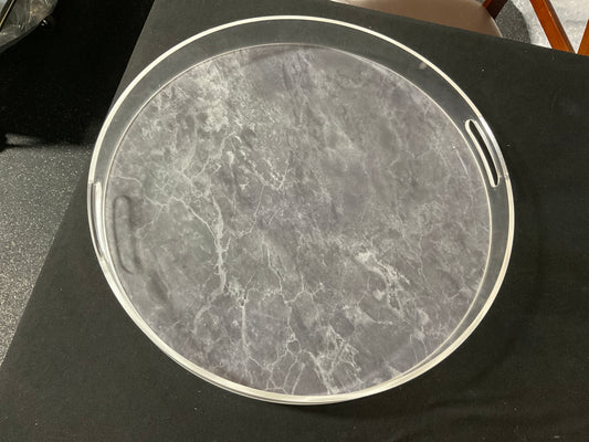 18 inch Round Acrylic Tray with Cut Out Handles