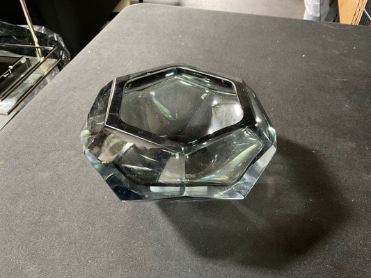 Black Smoke Cut Glass Bowl