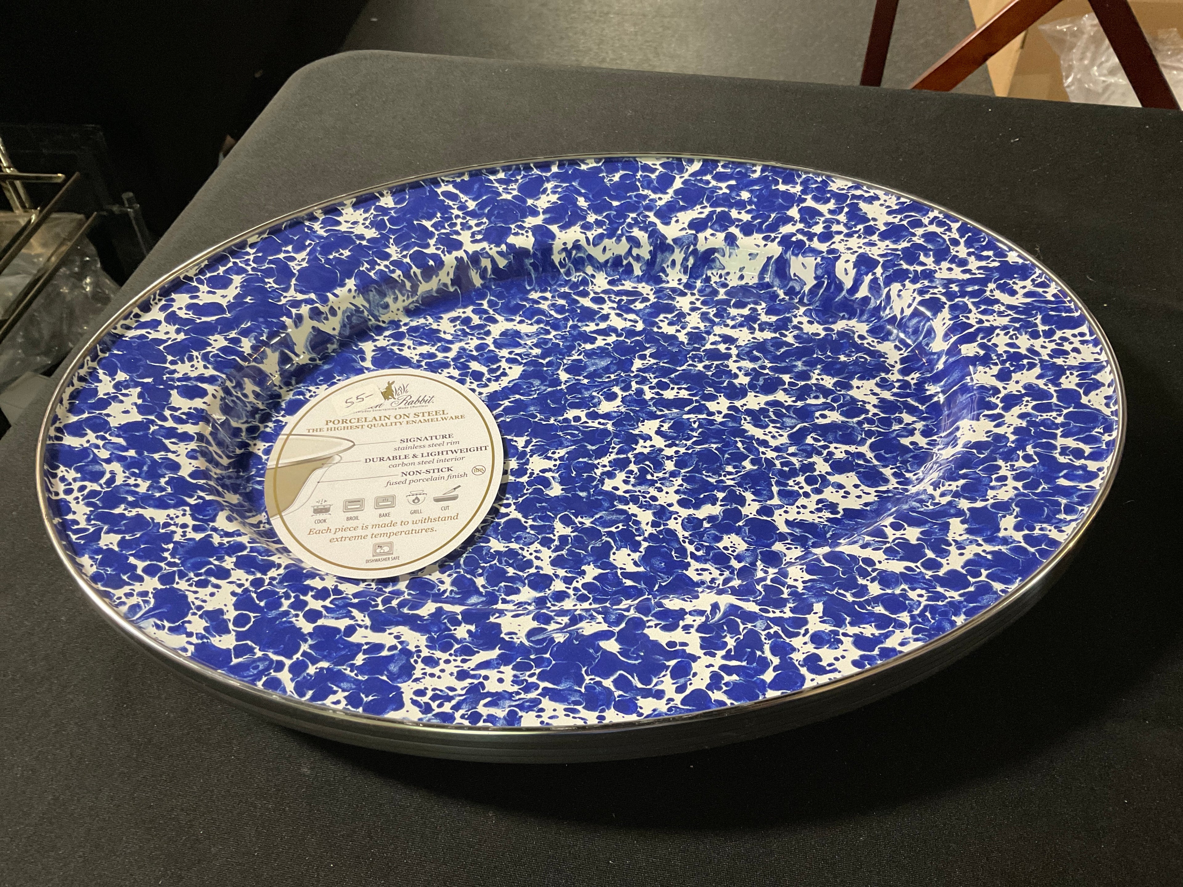 Cobalt Enamel Oval Tray