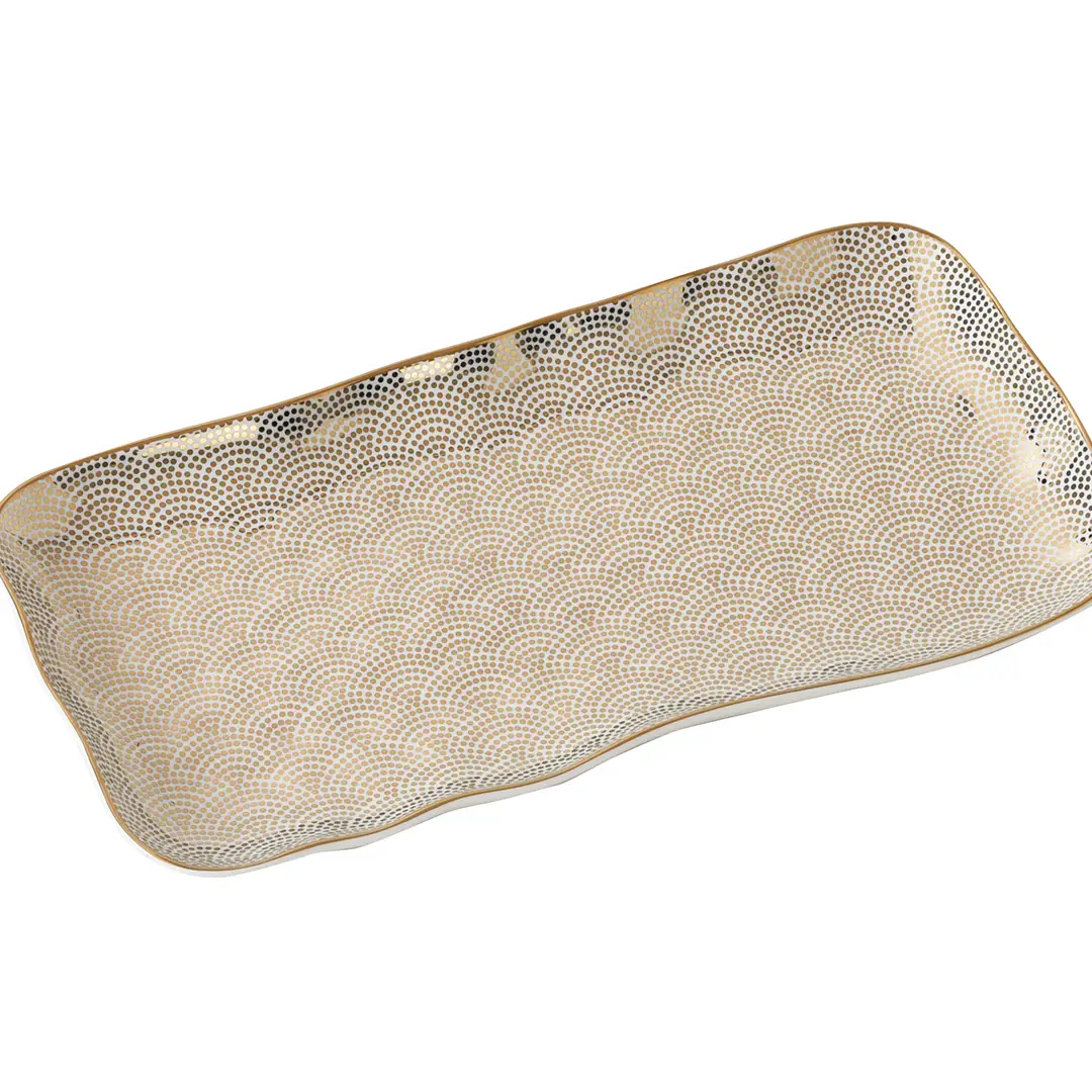 Gold Dots Rectangular Tray