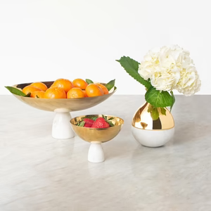 Coluna Fruit Bowl, Marble & Gold