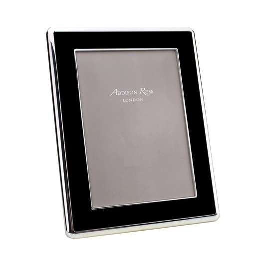 WIDE, CURVED ENAMEL FRAME: BLACK & SILVER