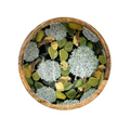Mango Wood Small Bowl-Hydrangea blue/gold foil