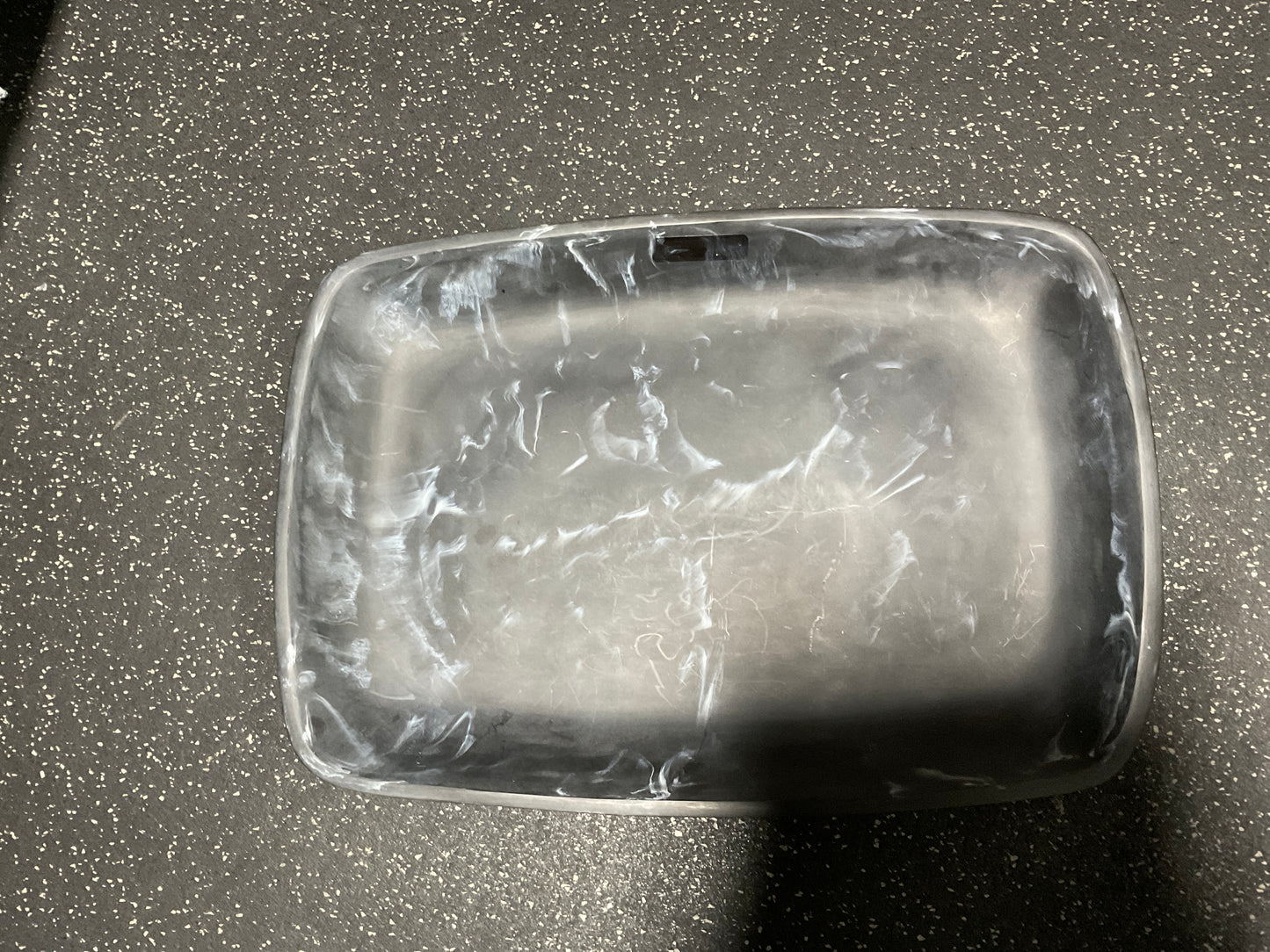 21” Large Resin Tray Black Marble