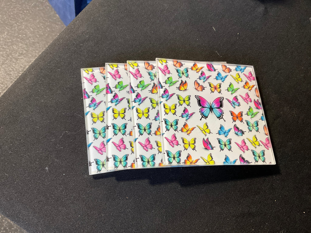 Glass Butterfly Coasters Square
