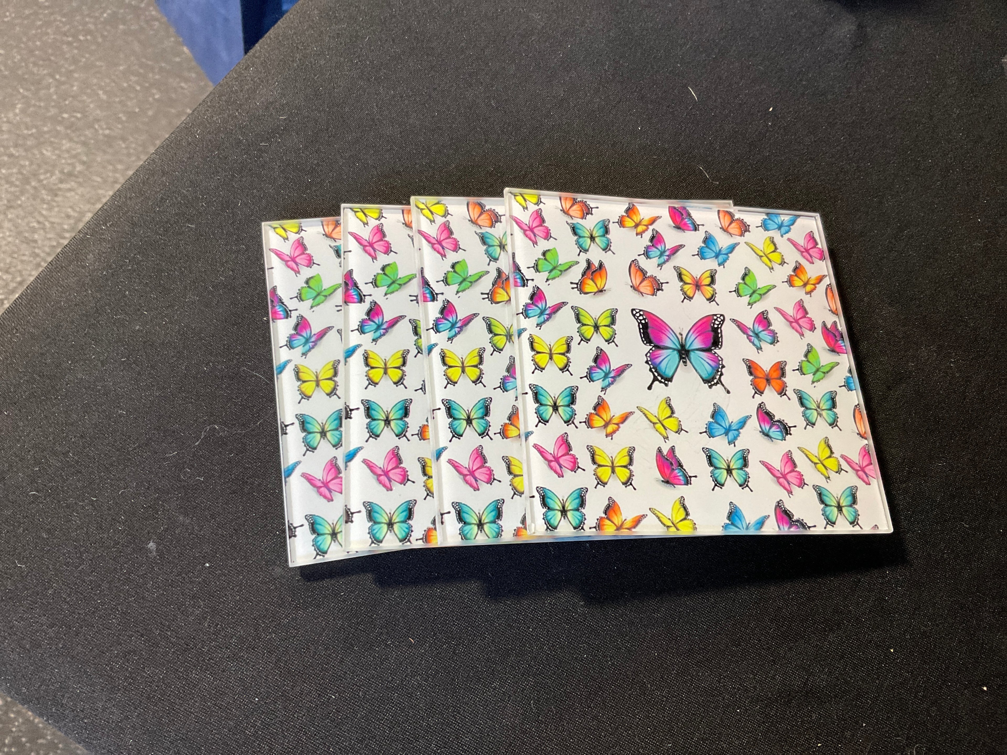 Glass Butterfly Coasters Square