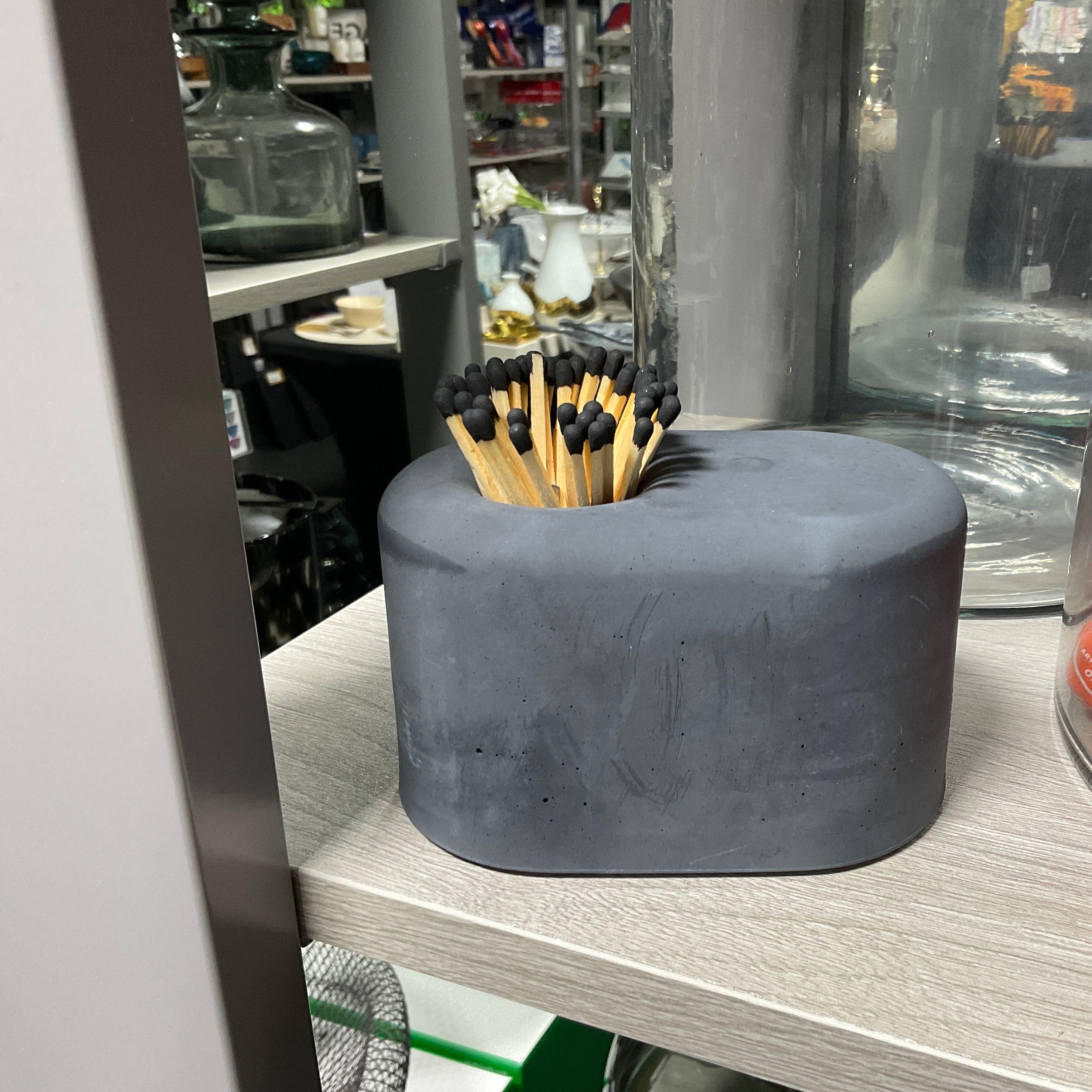 Charcoal Concrete Match Holder