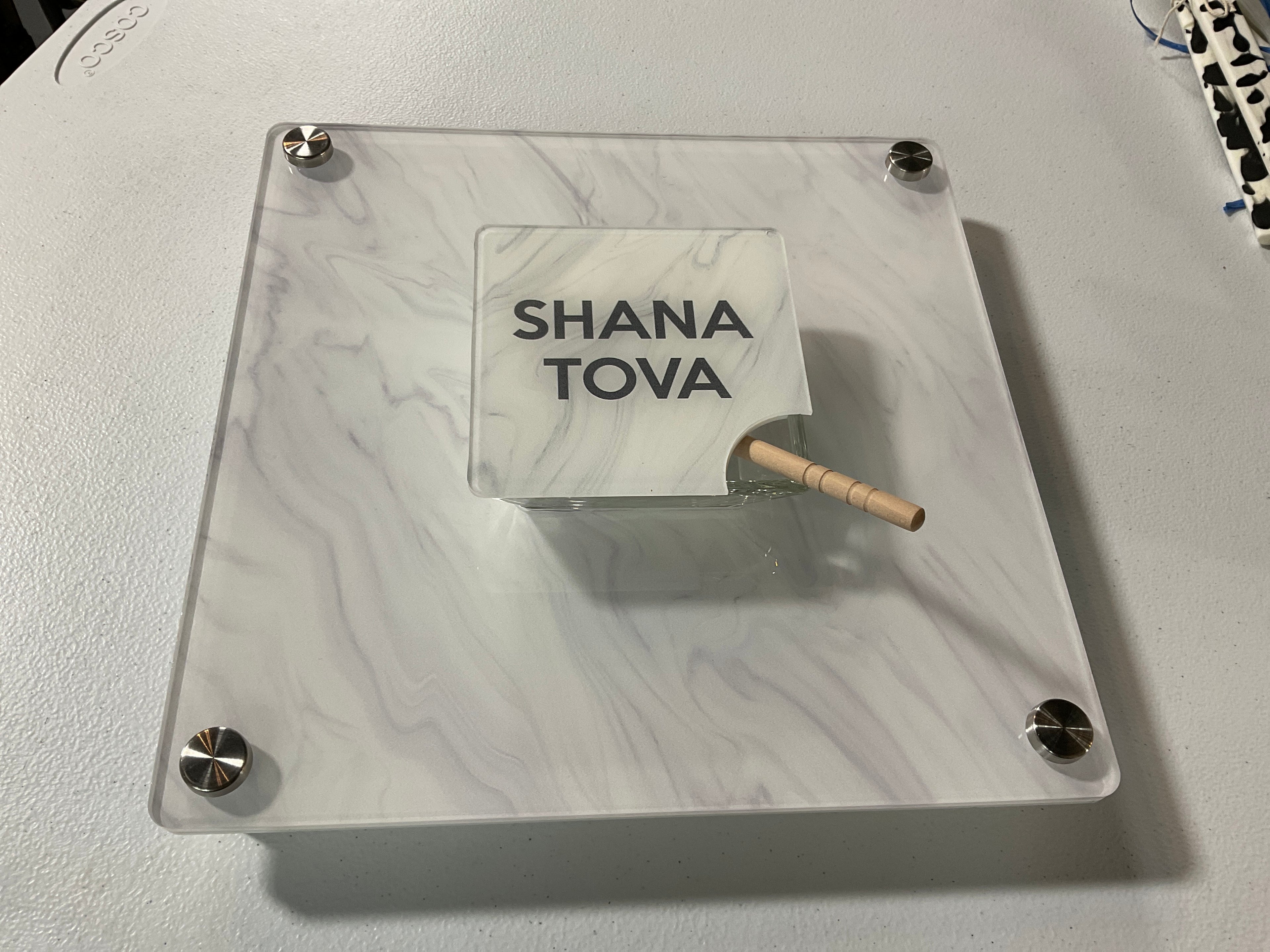 Shana Tova Square Tray with Honey Holder