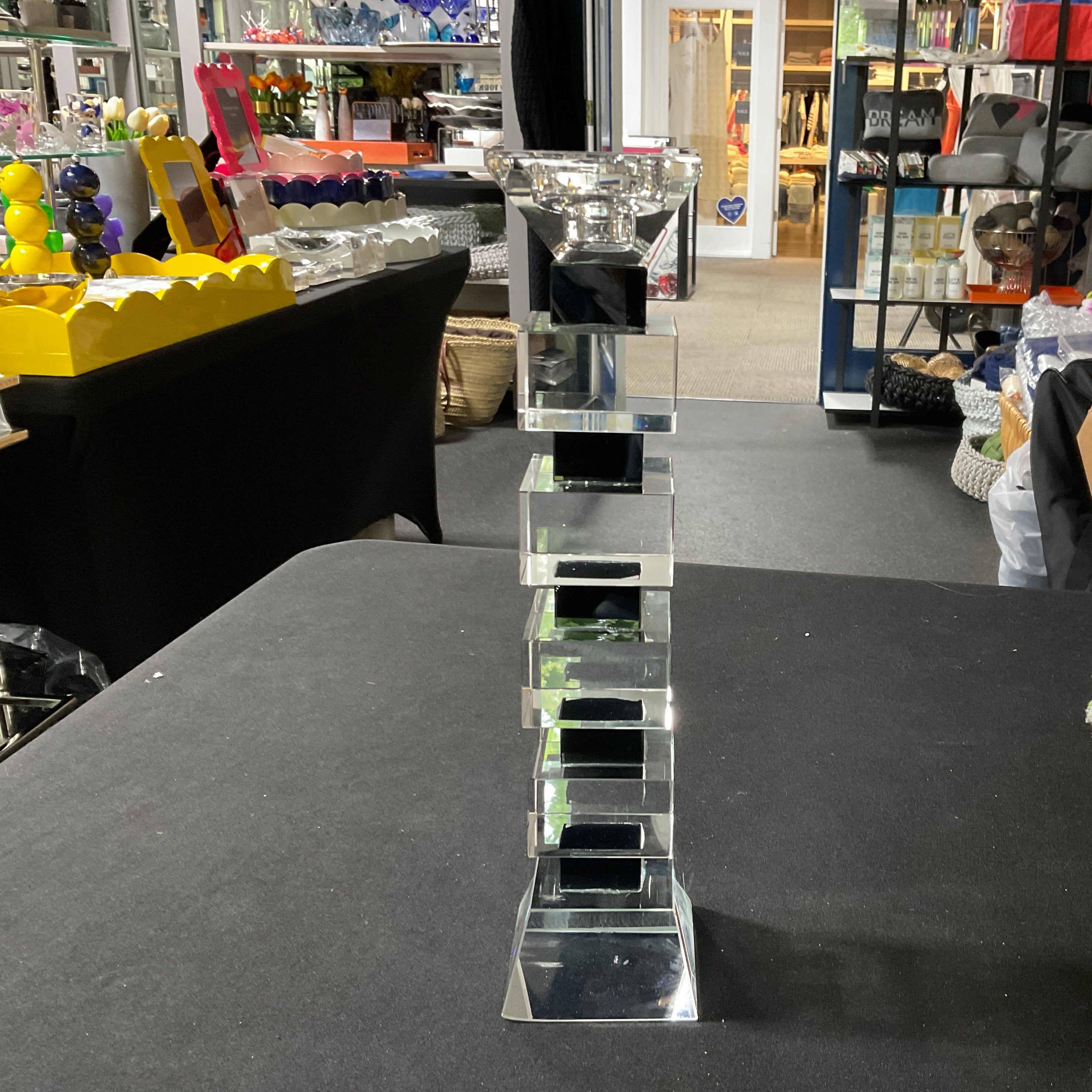 Crystal and Black Candle Holder-Large