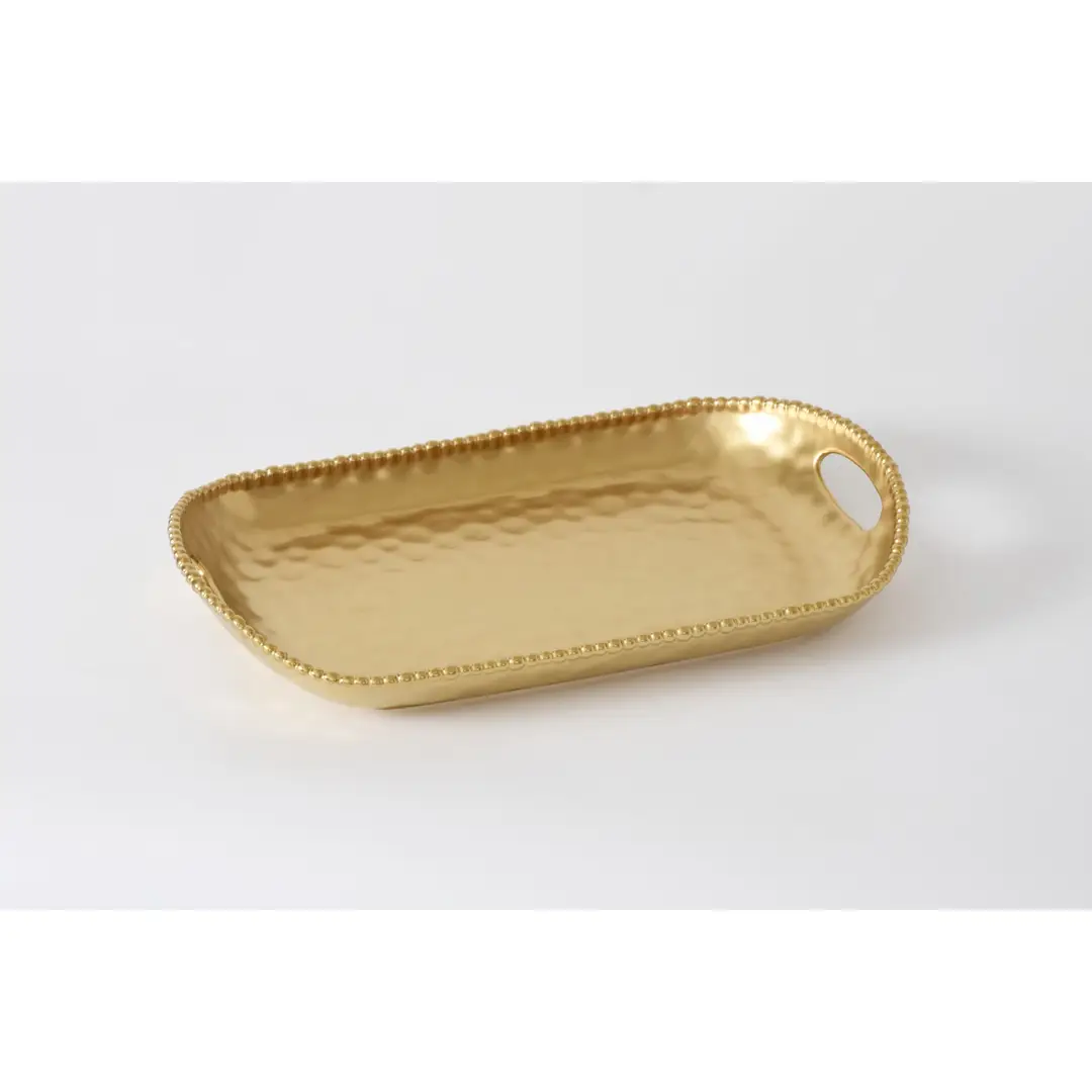 Gold Rectangular Tray with Handles