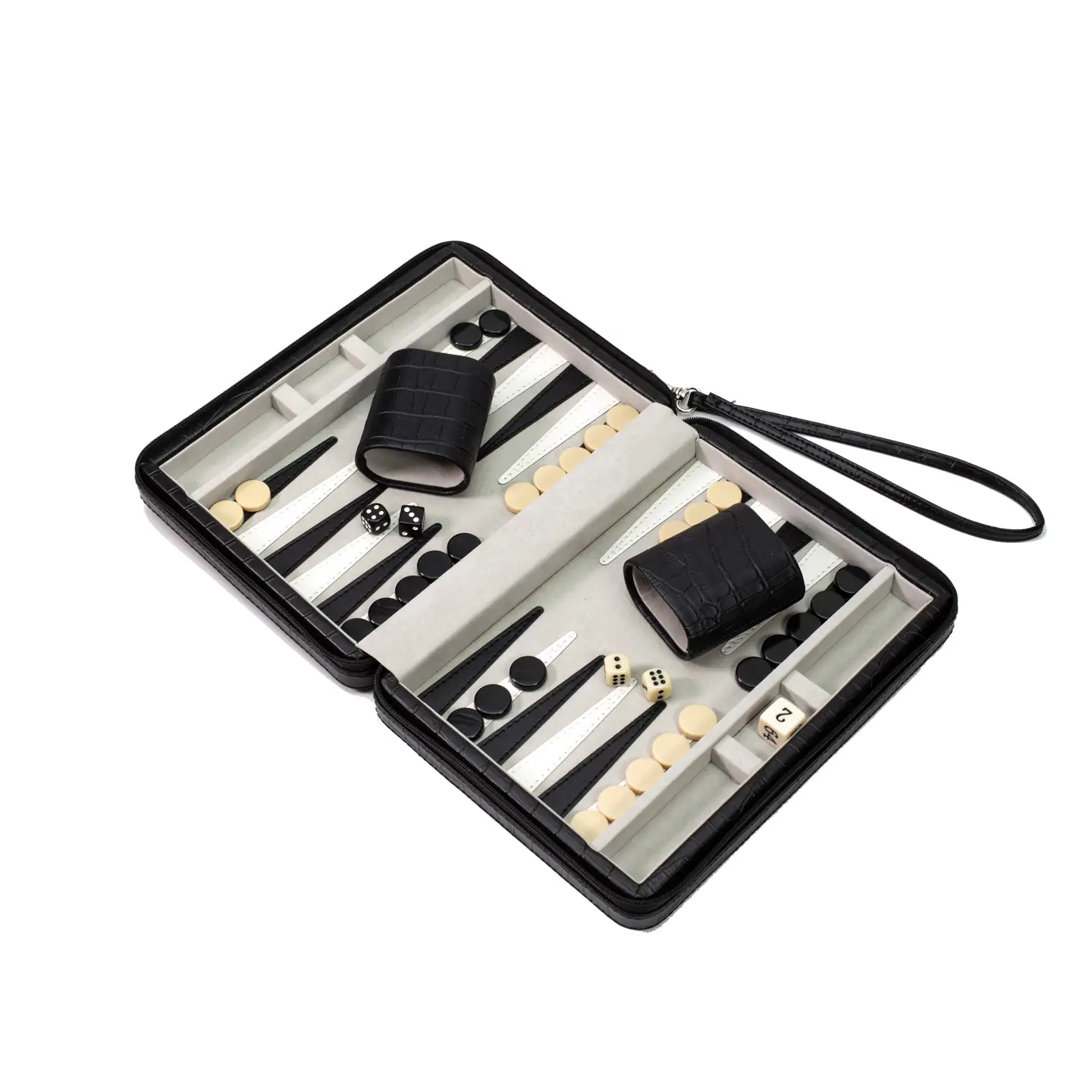 Travel Backgammon-Black Croc