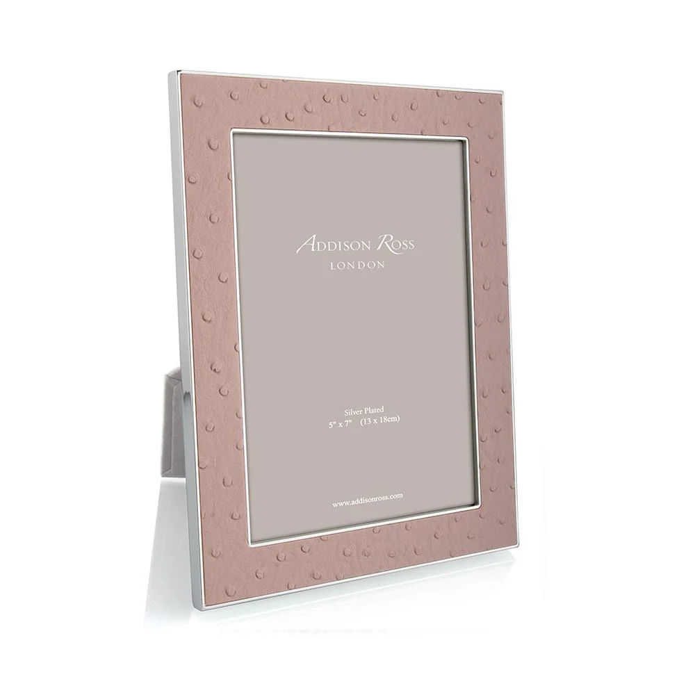 Blush Ostrich & Silver Frame