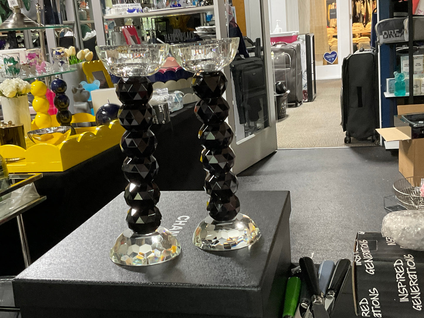 Black Crystal Ball Candlesticks