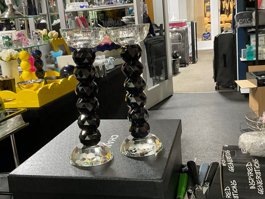 Black Crystal Ball Candlesticks