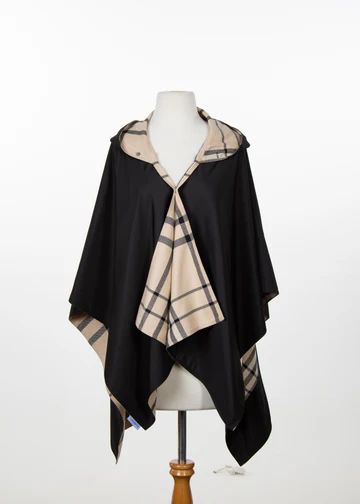 Black & Plaid ALL-WEATHERRAP/ Woman's Rain Wrap Jacket
