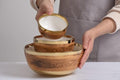 Wood/Gold/Porcelain Large Bowl
