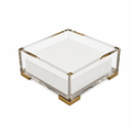 Clear Acrylic Cocktail Napkin Holder, Brass Corners
