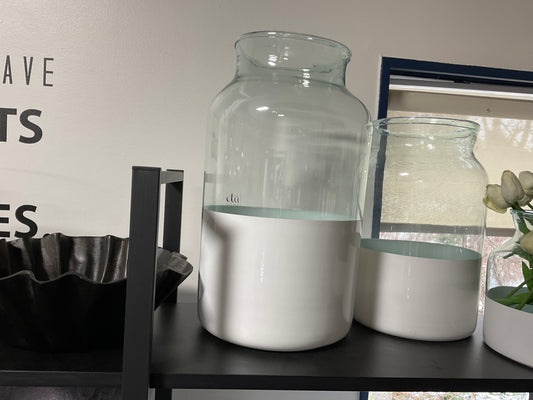 White Colorblock Mason Jar-Large