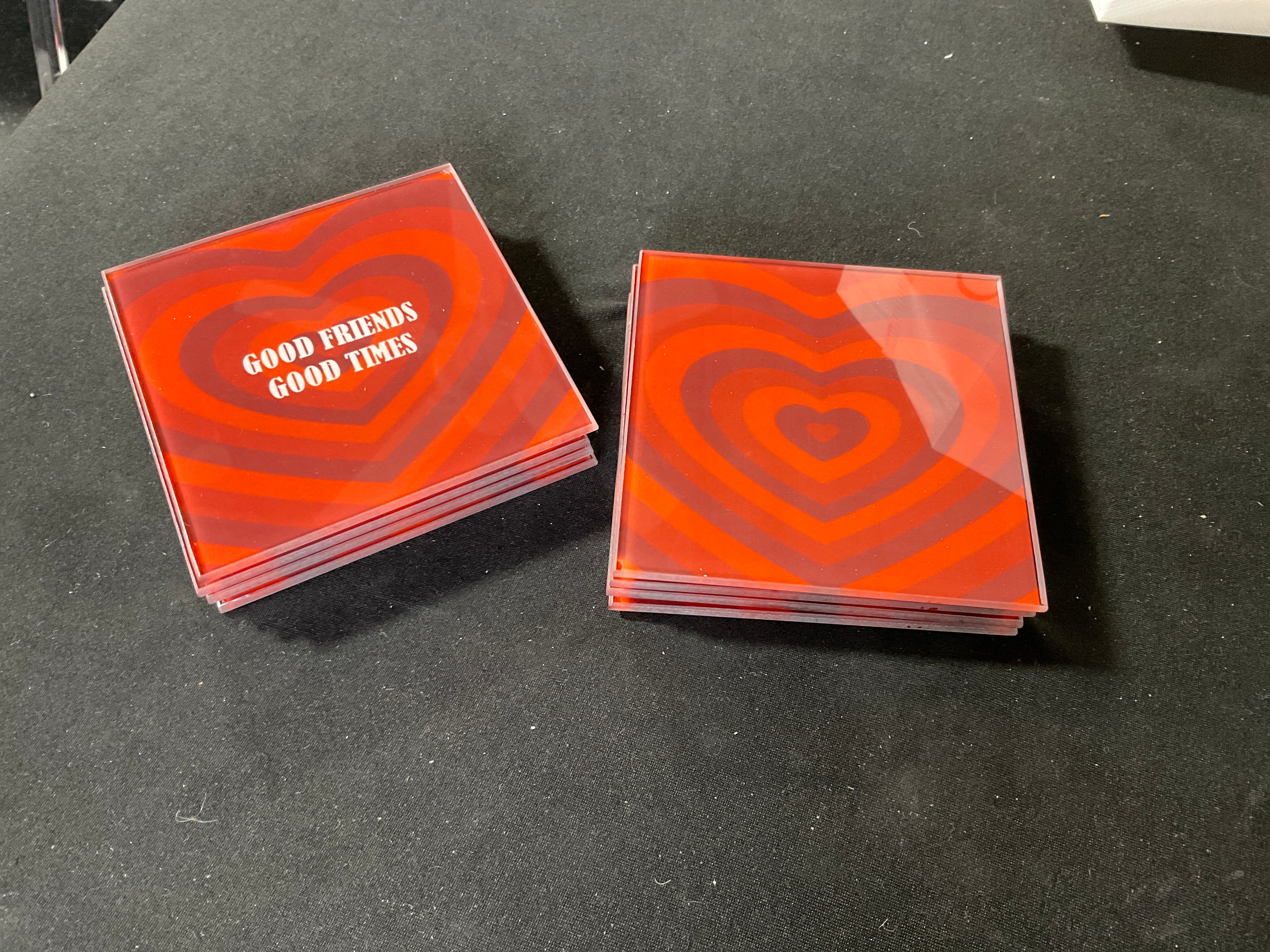Glass Heart Coasters Square