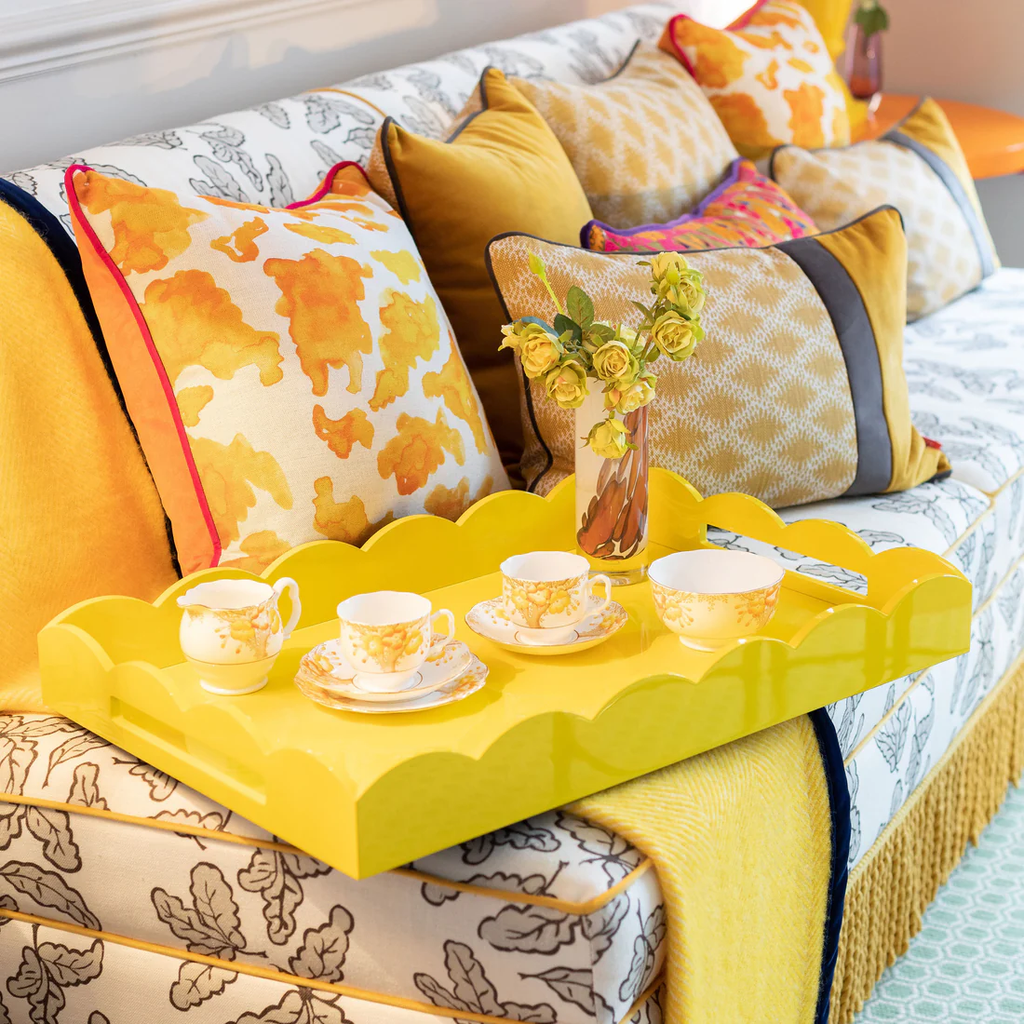 Yellow Lacquer Scalloped Tray