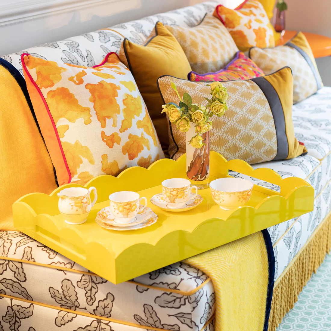 Yellow Lacquer Scalloped Tray