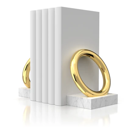 Ring Bookends, Marble & Gold, Set of 2