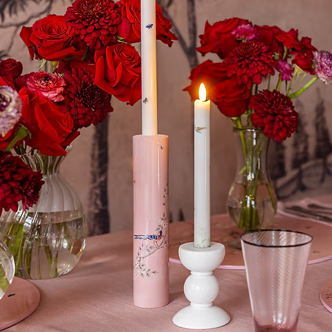 SMALL WHITE BOBBIN CANDLESTICK - 10CM