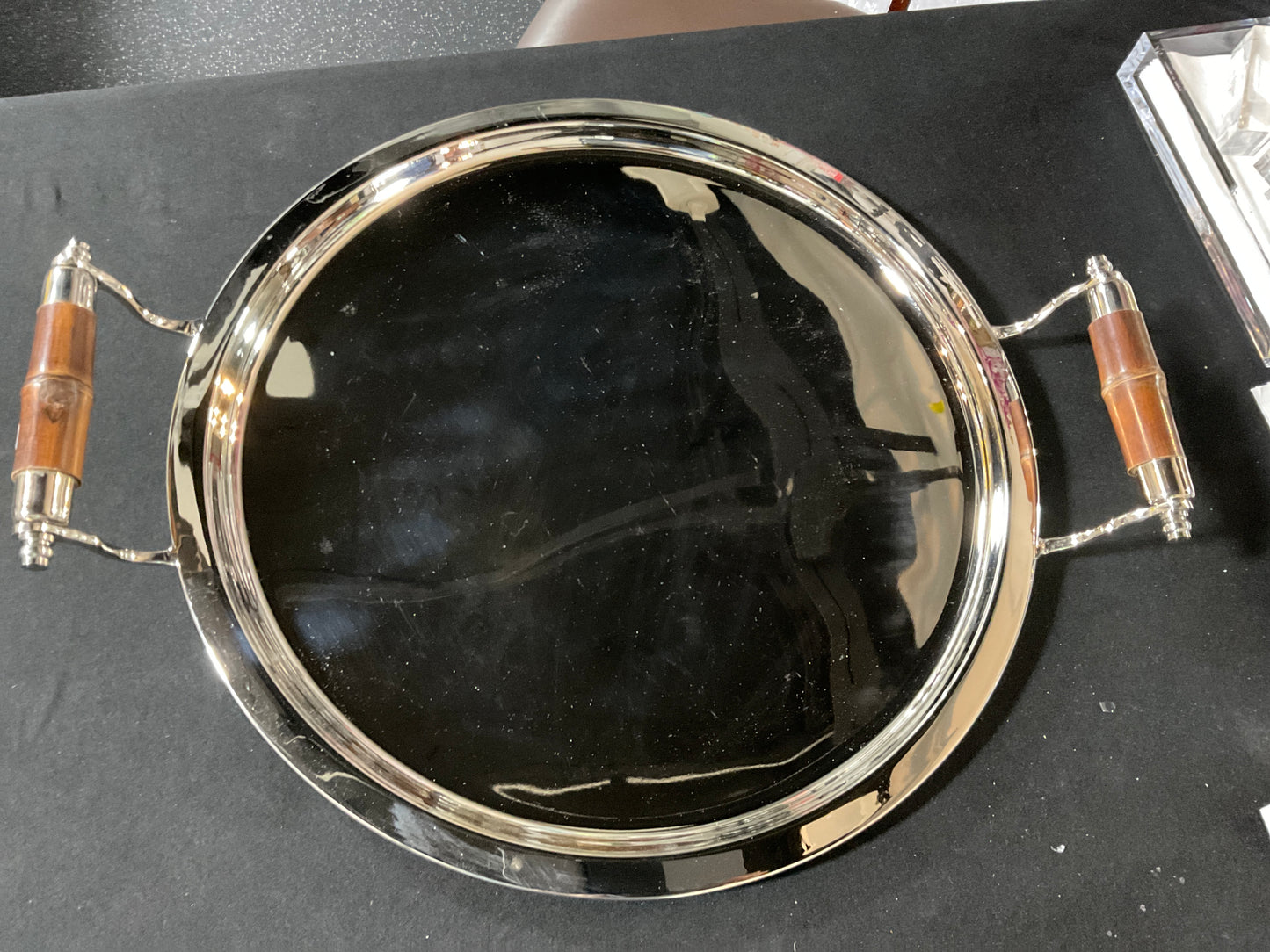 Bamboo Handle Round Tray