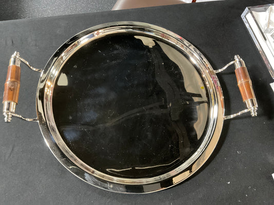 Bamboo Handle Round Tray