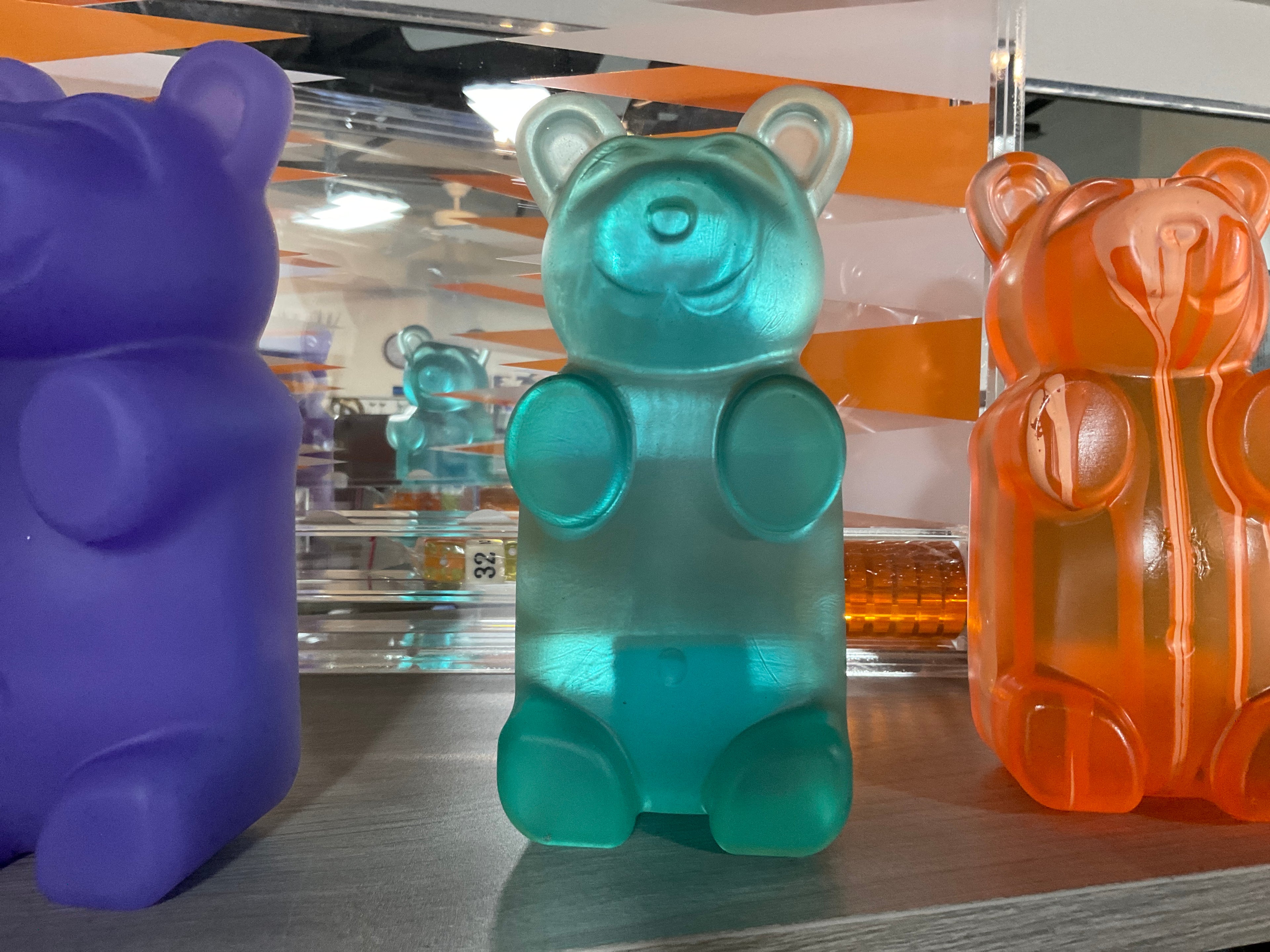 Matte Turquoise Resin Bear