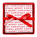 Ceramic Napkin Tray + Napkins - Merry Christmas Red Bow