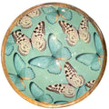 Mango Wood Large Bowl-Turquoise butterfly