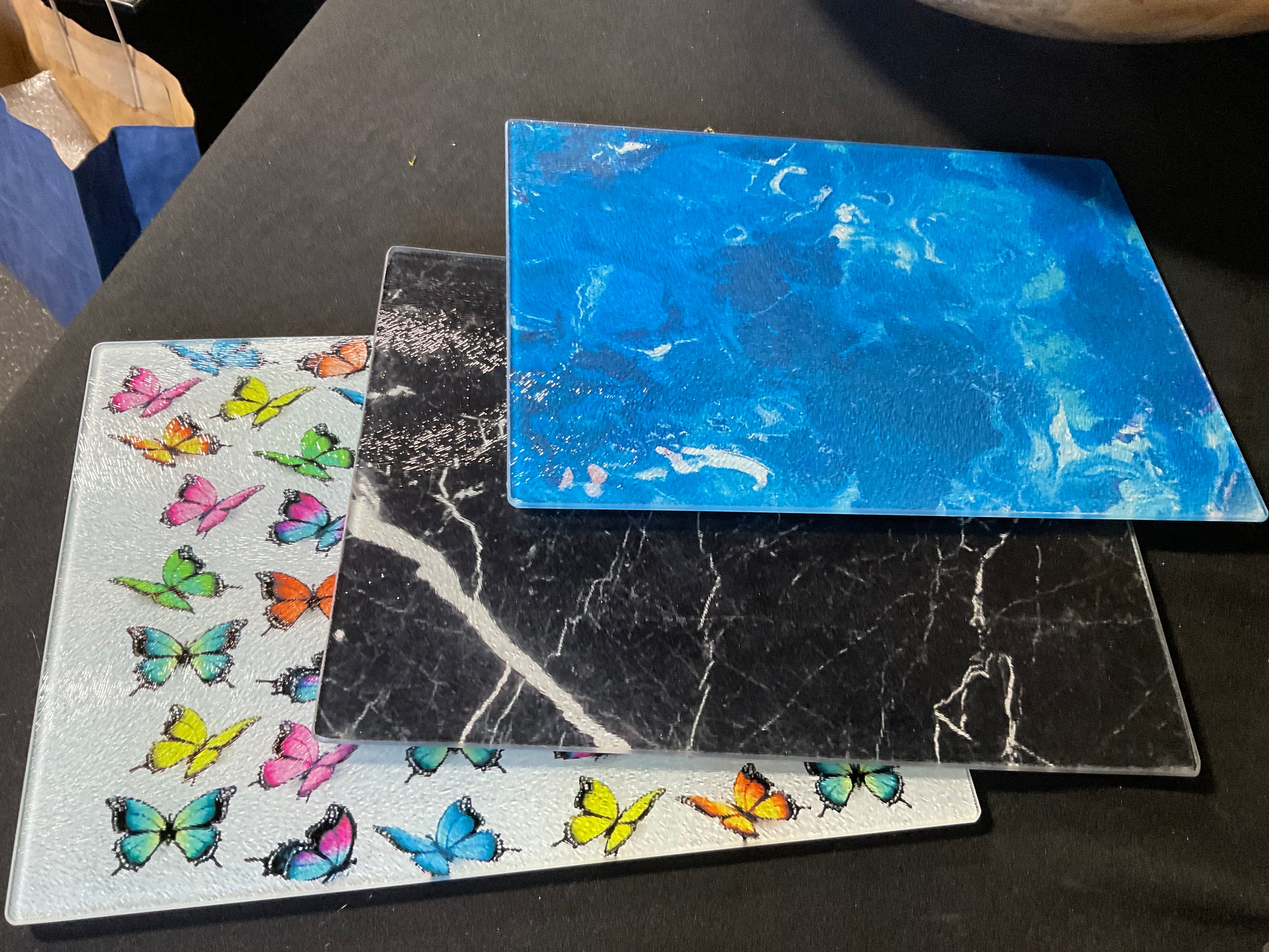 Glass Cutting Board- Butterfly