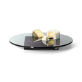 Glass Lazy Susan with Black Base and Silver Balls
