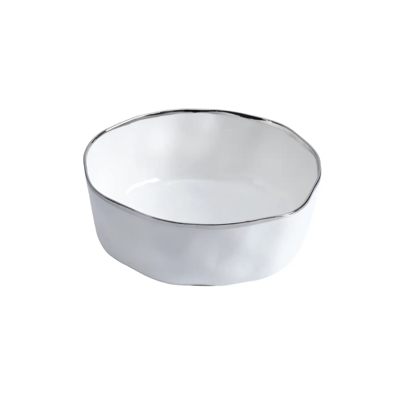Large Bowl Round White/Silver
