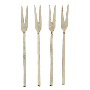 Hammered Silver Appetizer Forks - Set of 4