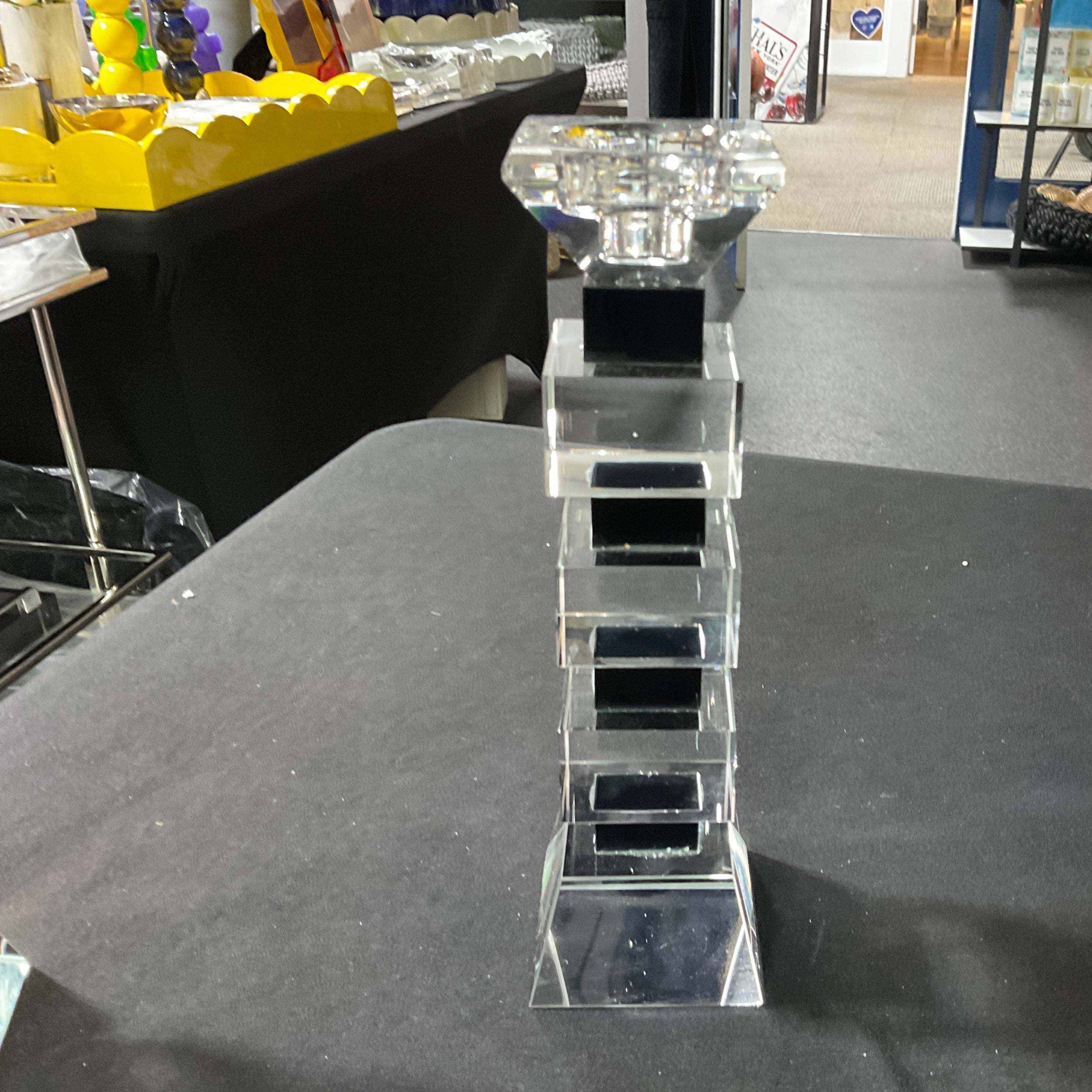 Crystal and Black Candle Holder -Medium