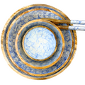 Mango Wood Medium Bowl-Blue/white pearl mix