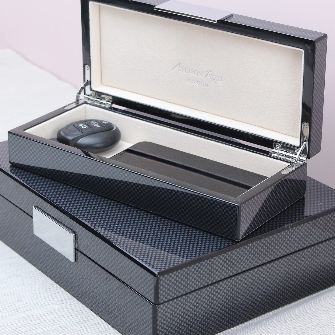8X11 Carbon Fibre Storage Box Silver Trim