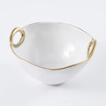 White and Gold Medium Bowl with Handles