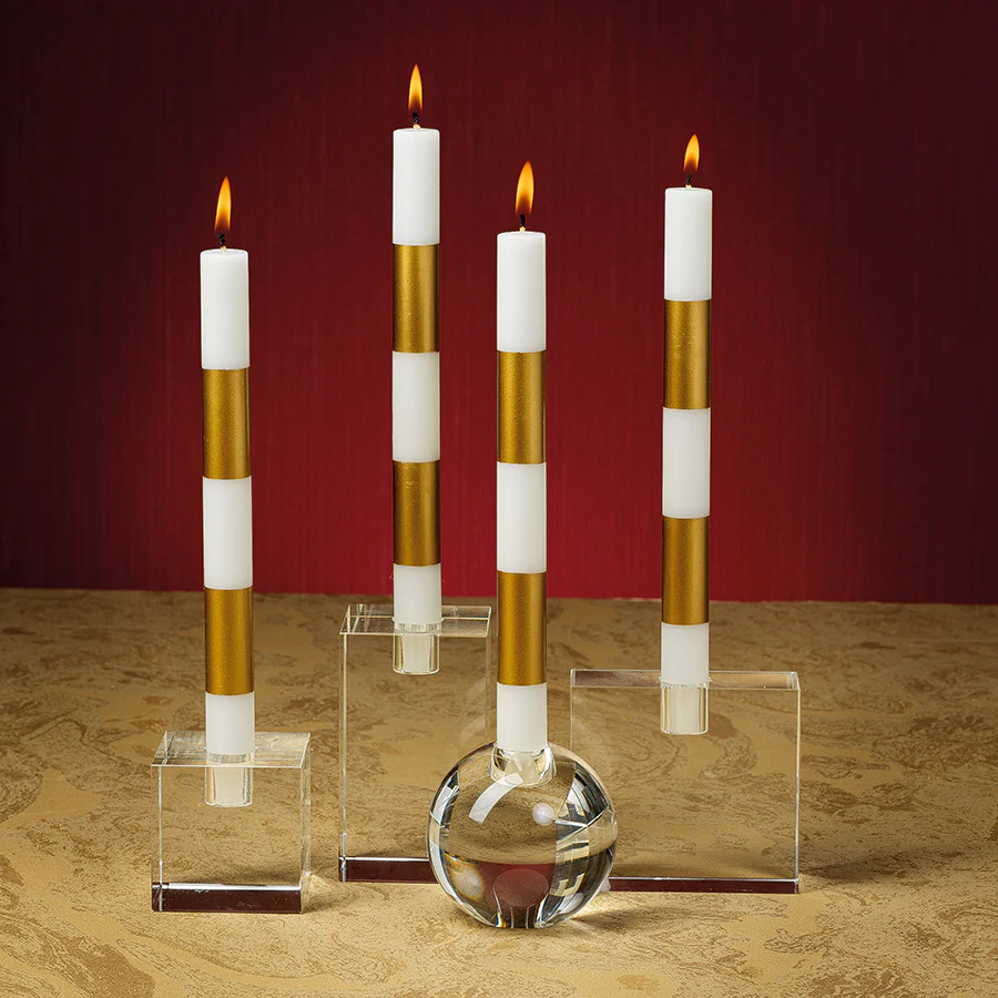 Square Crystal Glass Taper Holder - Small