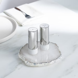Coluna Dual Salt & Pepper, Marble & Silver, Set of 2