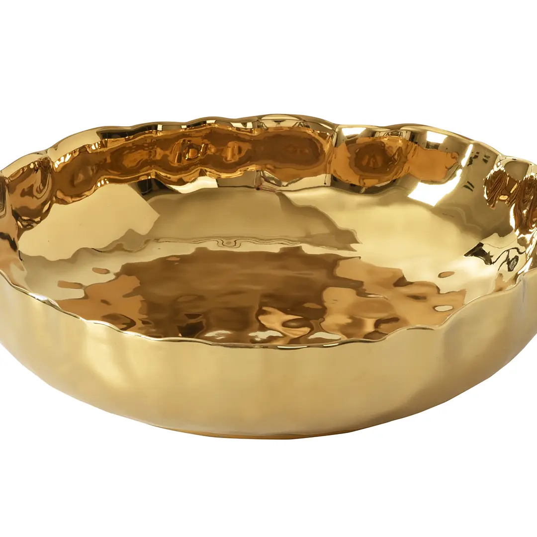 POR Gold XL Scalloped Shallow Bowl