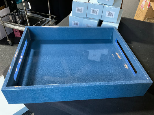Blue Shagreen Medium Lacquer Tray 16x14