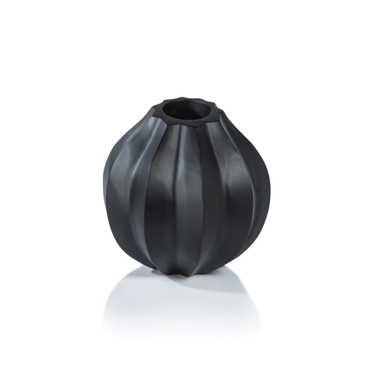 Sukhothai Mango Wood Round Vase - Black