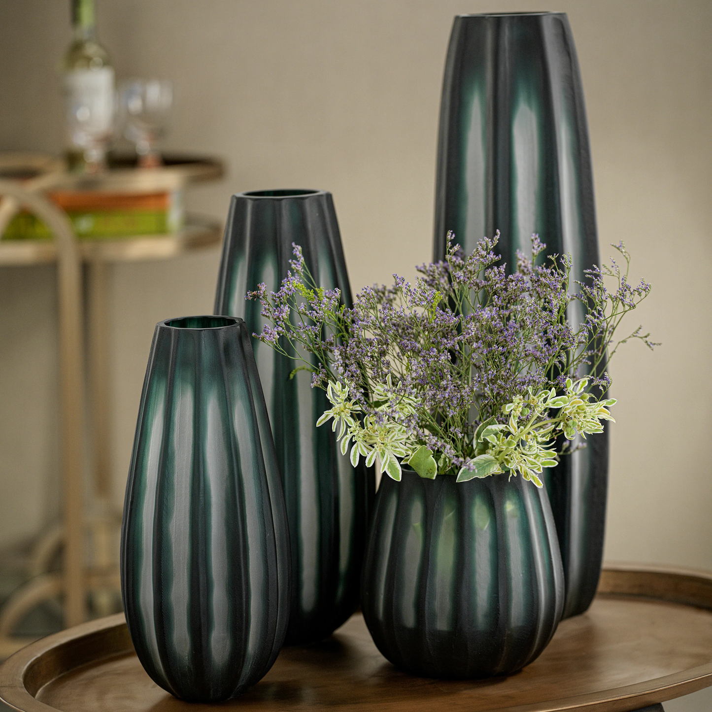 Green Glass Vase-Tall