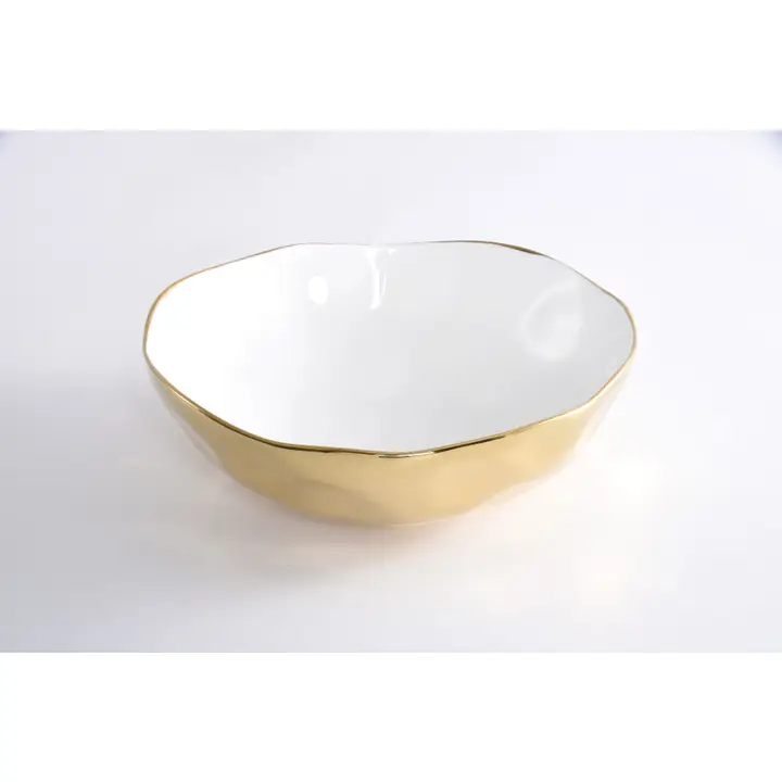 Wide Bowl White/Gold